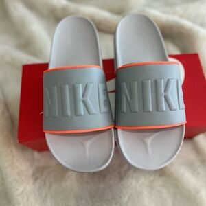 Nike Gray and Orange Men's Slides